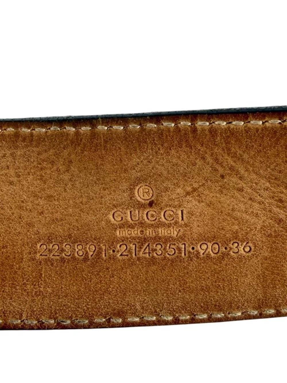 GUCCI Black Canvas & Leather Supreme GG Interlocking Buckle Mens Belt 90/36